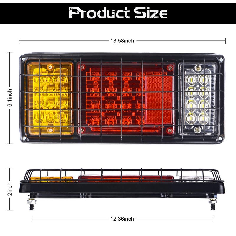 LINKITOM 40 LED Truck Tail Light Bar, Super Bright Turn Signal Brake Reverse Tail Light with Iron Net Protection for 10-30 Volt Truck Boat Snowmobile Trailer Pickup RV Camper UTV UTE Vans - Image 5